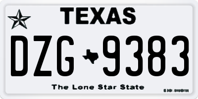 TX license plate DZG9383