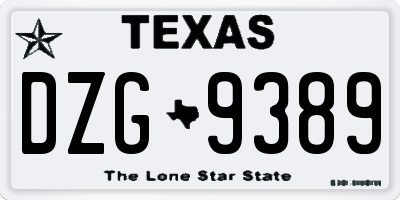 TX license plate DZG9389
