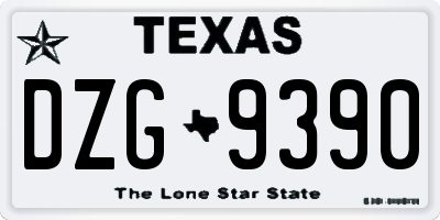 TX license plate DZG9390