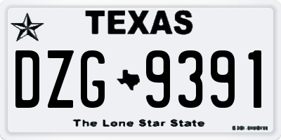 TX license plate DZG9391