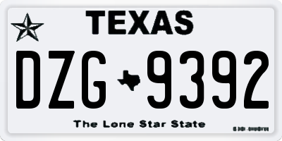 TX license plate DZG9392