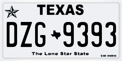 TX license plate DZG9393