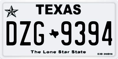 TX license plate DZG9394
