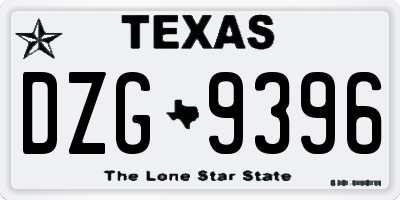 TX license plate DZG9396