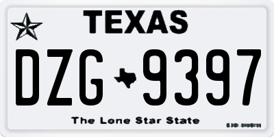 TX license plate DZG9397