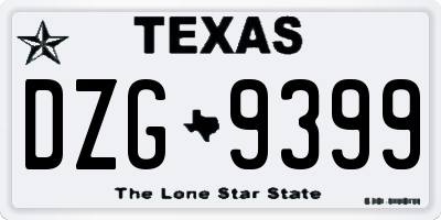 TX license plate DZG9399