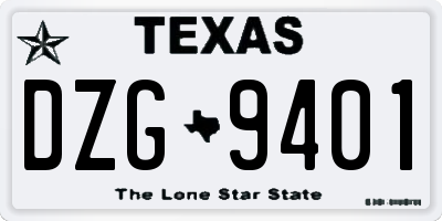 TX license plate DZG9401