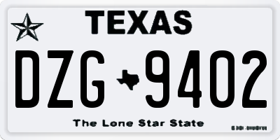 TX license plate DZG9402
