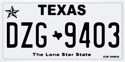 TX license plate DZG9403