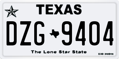 TX license plate DZG9404