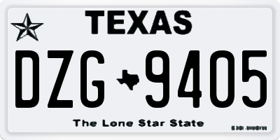TX license plate DZG9405