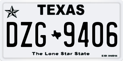 TX license plate DZG9406