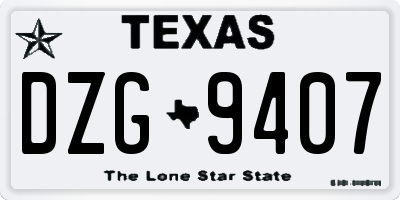 TX license plate DZG9407