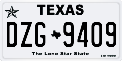 TX license plate DZG9409