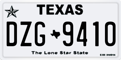 TX license plate DZG9410