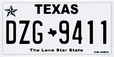 TX license plate DZG9411