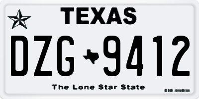 TX license plate DZG9412
