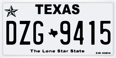 TX license plate DZG9415