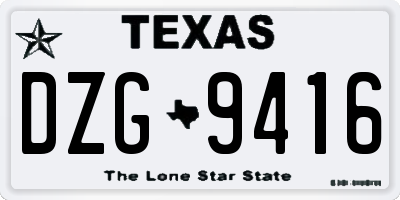 TX license plate DZG9416