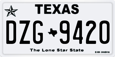 TX license plate DZG9420