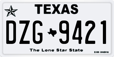 TX license plate DZG9421