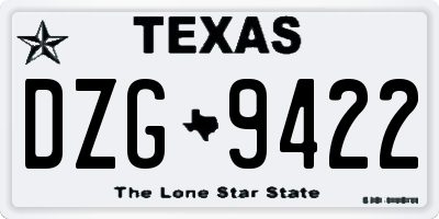 TX license plate DZG9422