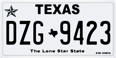 TX license plate DZG9423