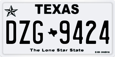 TX license plate DZG9424