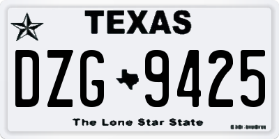 TX license plate DZG9425