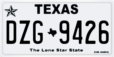 TX license plate DZG9426