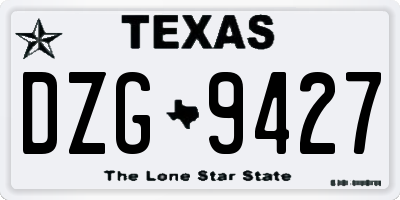 TX license plate DZG9427