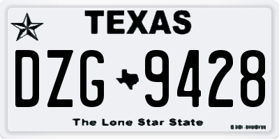 TX license plate DZG9428