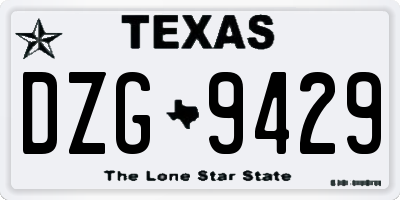 TX license plate DZG9429