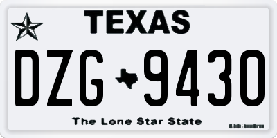 TX license plate DZG9430