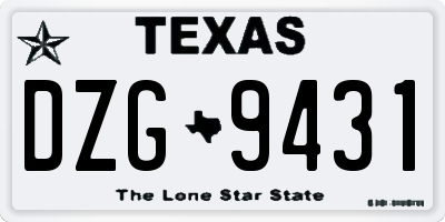 TX license plate DZG9431
