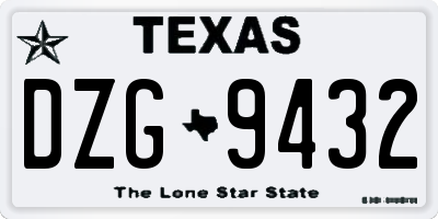 TX license plate DZG9432