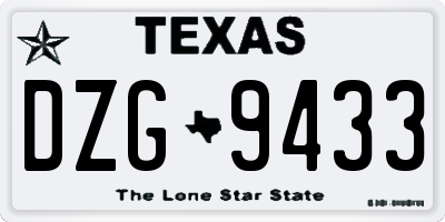 TX license plate DZG9433