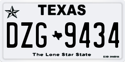 TX license plate DZG9434