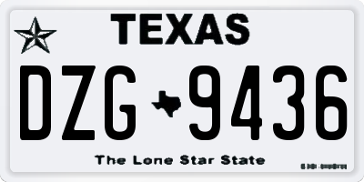 TX license plate DZG9436