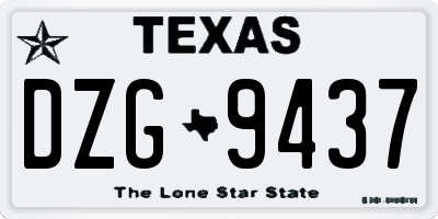 TX license plate DZG9437
