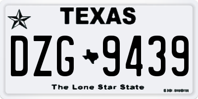 TX license plate DZG9439