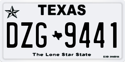 TX license plate DZG9441