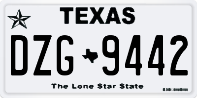 TX license plate DZG9442