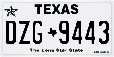 TX license plate DZG9443