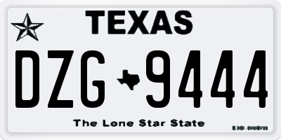 TX license plate DZG9444