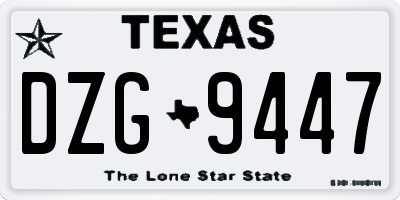 TX license plate DZG9447