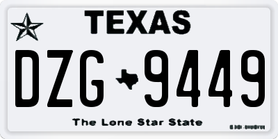 TX license plate DZG9449