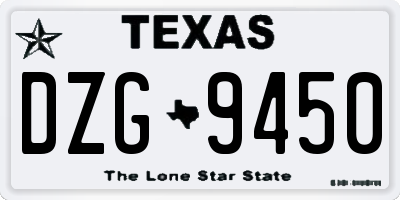 TX license plate DZG9450