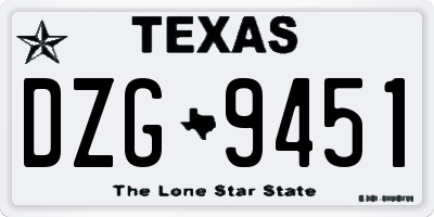 TX license plate DZG9451