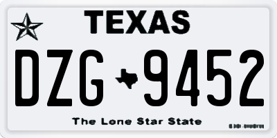 TX license plate DZG9452